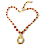 14kt gold fill cutout drop necklace with carnelian