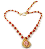 14kt gold fill mini shell drop necklace with carnelian