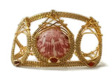 14kt gold fill shell drop cuff bracelet with carnelian