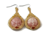 14kt gold fill shell drop earrings with carnelian