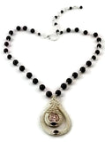 Argentium sterling silver double drop necklace with garnet