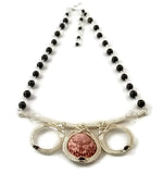 Argentium sterling silver shell drop bar statement necklace with garnet