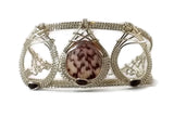 Argentium sterling silver shell drop cuff bracelet with garnet