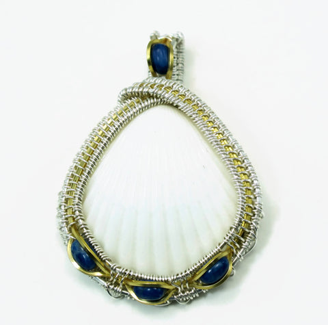 Medium Scallop Pendant with Lapis Howlite