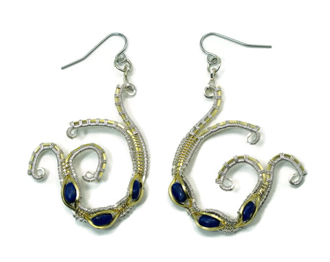 Mini Scroll Earrings with Lapis Howlite