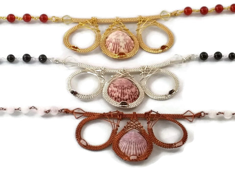 shell drop bar statement necklace group