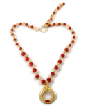 14kt gold fill mini cutout drop necklace with carnelian
