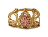 14kt gold fill mini shell drop cuff bracelet with carnelian