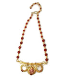 14kt gold fill mini shell drop bar statement necklace with carnelian