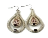 Argentium sterling silver double drop earrings with garnet