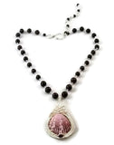 Argentium sterling silver shell drop necklace with garnet