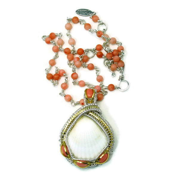 Coral Gemstone Chain with Small Pink Coral Pendant Gift Set