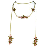 Double Starfish Bar Lariat Necklace