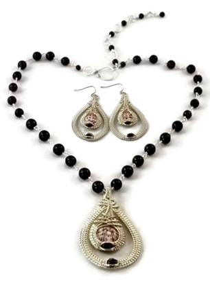 Double Drop Earring & Necklace Set - Argentium Sterling Silver