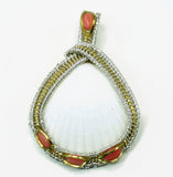 Large Scallop Pendant with Pink Coral