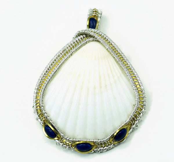 Large Scallop Pendant with Lapis Howlite