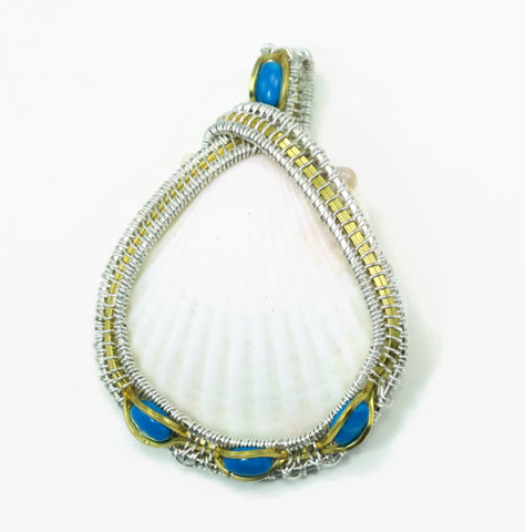 Large Scallop Pendant with Turquoise Howlite