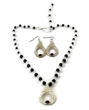 Mini Cutout Drop Earring & Necklace Set - Argentium Sterling Silver