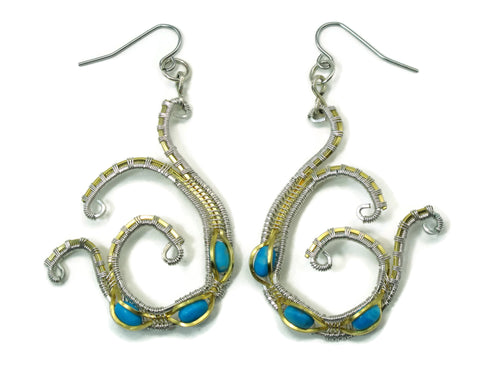 Mini Scroll Earrings with Turquoise Howlite