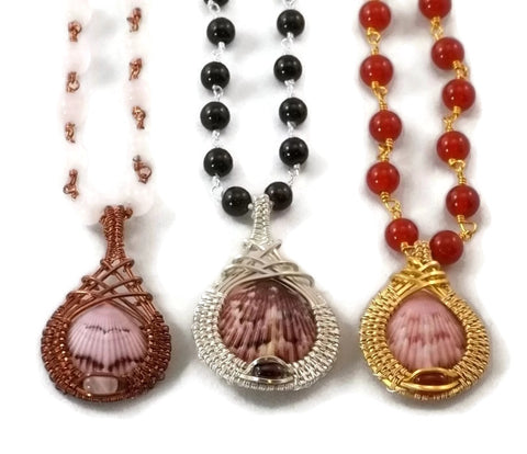 mini shell drop necklace group