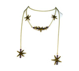 Gold Triple Starfish Bar Necklace & Single Starfish Bar Lariat Set