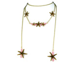 Gold Triple Starfish Bar Necklace & Single Starfish Bar Lariat Set