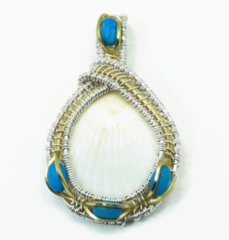 Small Scallop Pendant with Turquoise Howlite
