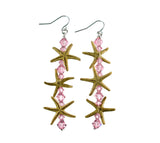 Triple Starfish Bar Earrings
