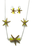Silver Single Starfish Bar Earring & Necklace Set